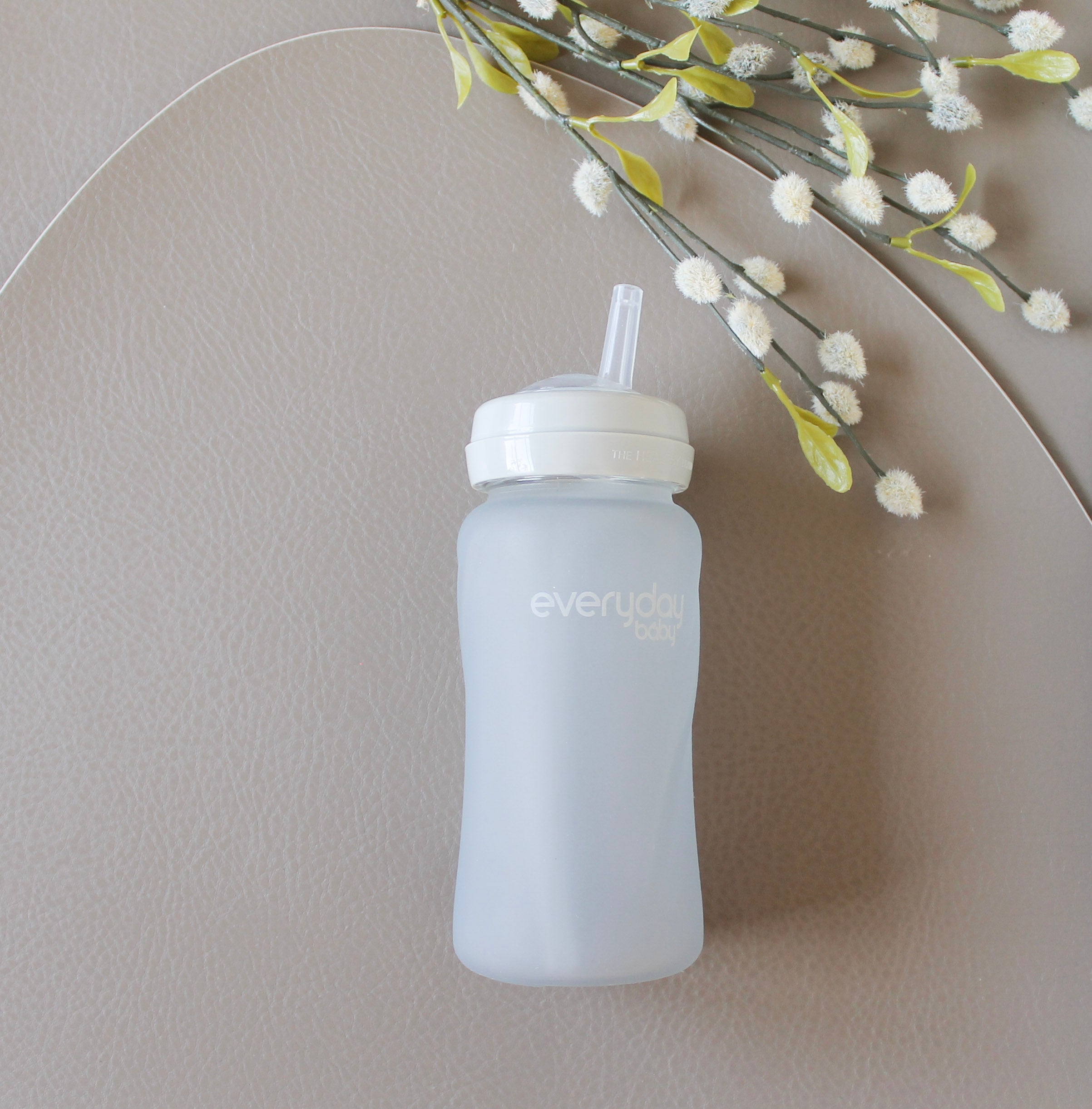 Glass straw bottle with silicone