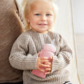 Glass Straw Bottle Healthy + 240ml Rose Pink - Everyday Baby