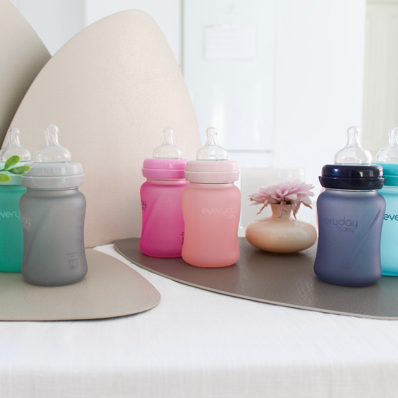 Nappflaska i Glas med silikon 150 ml