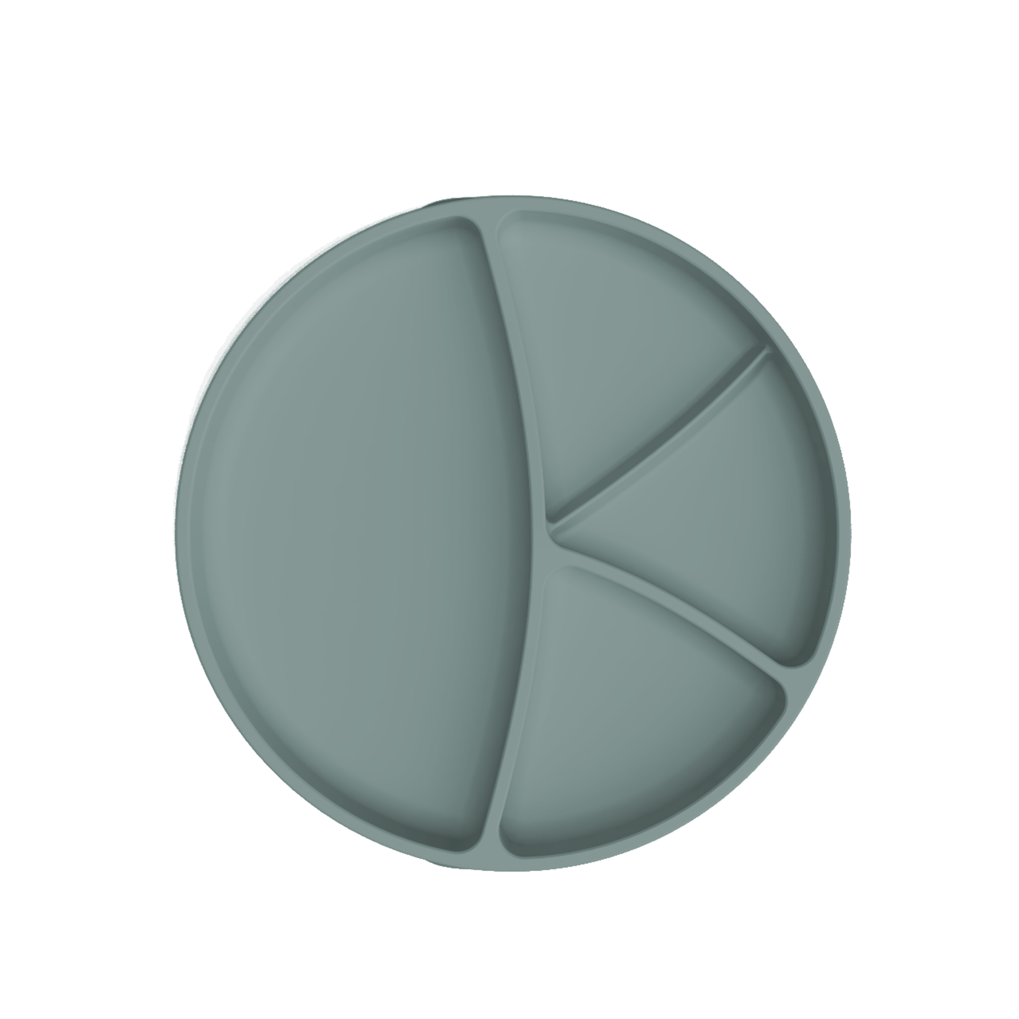 Silicone plate with suction cup and dividers