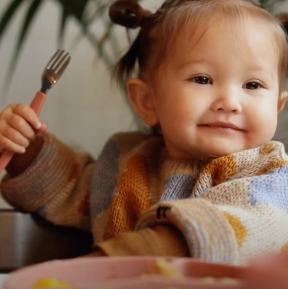Children's cutlery in stainless steel and silicone - discontinued color
