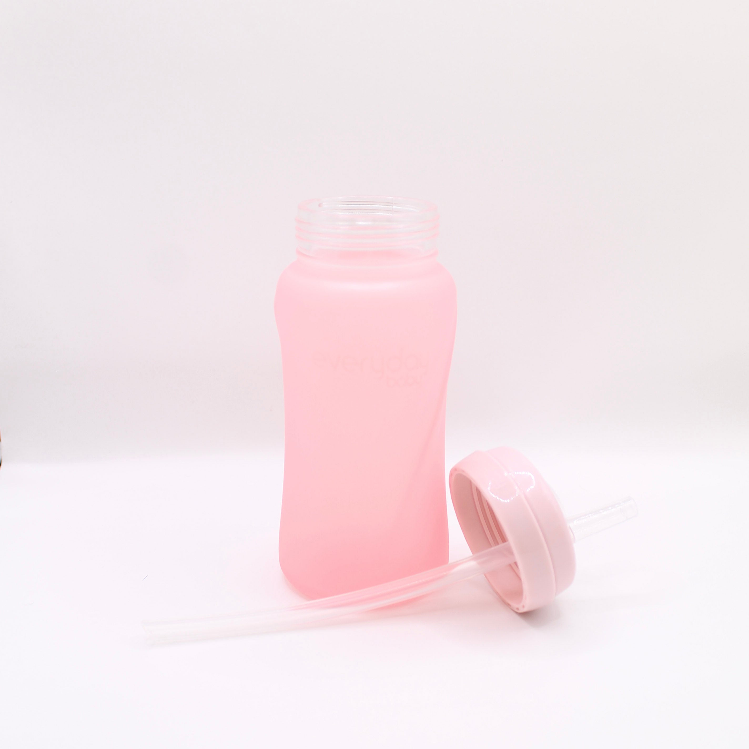 Glass straw bottle with silicone