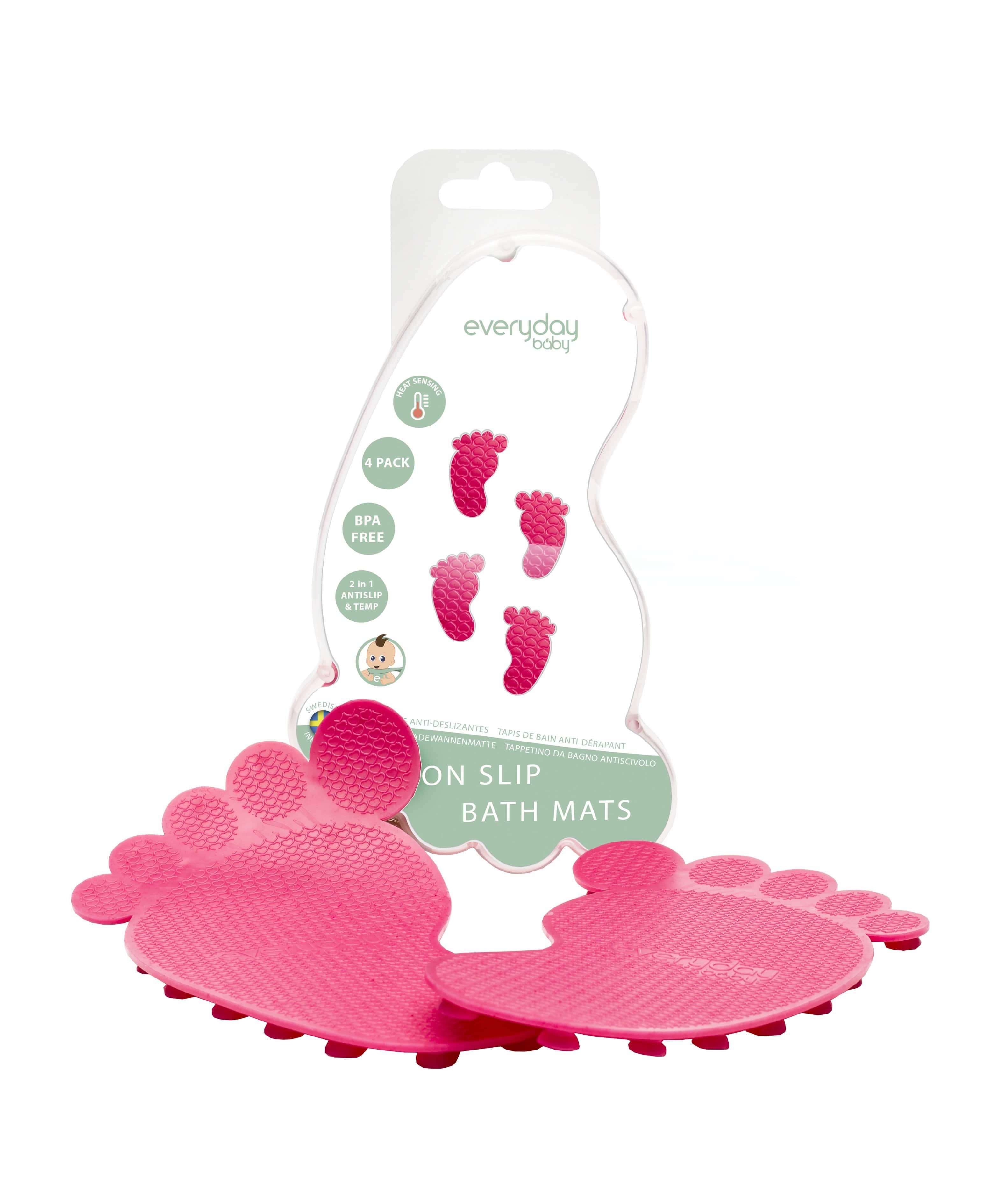 Non Slip Bath Mats Heat Sensing Pink 4-Pack - Everyday Baby