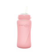 Glass Straw Bottle Healthy + 240ml Rose Pink - Everyday Baby